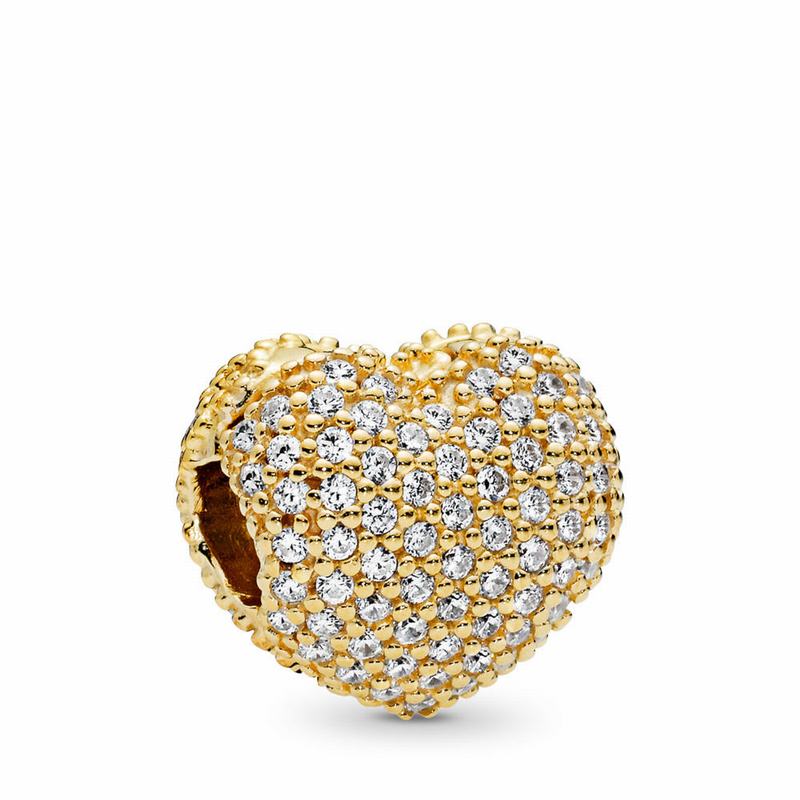 Pandora Australia Shine™ Pave Open My Heart Clip Charm - 18ct Gold Plated | QAVCSJ917